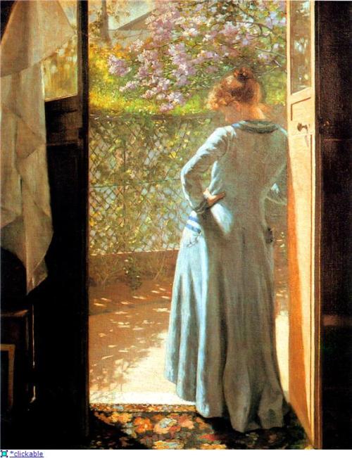 William Henry Margetson - At The Cottage Door