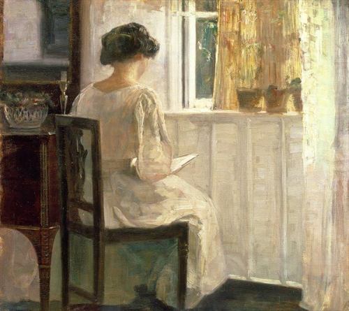 Carl Vilhelm Holso - Woman Reading at a Sunlit Window