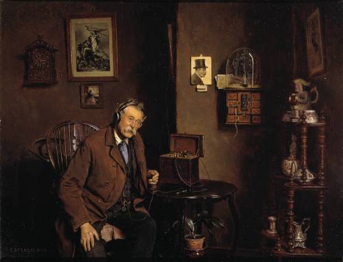 Listening In exhibited 1933 Charles Spencelayh 1865-1958 Bequeathed by Alice Creed 2001 http://www.tate.org.uk/art/work/T07729